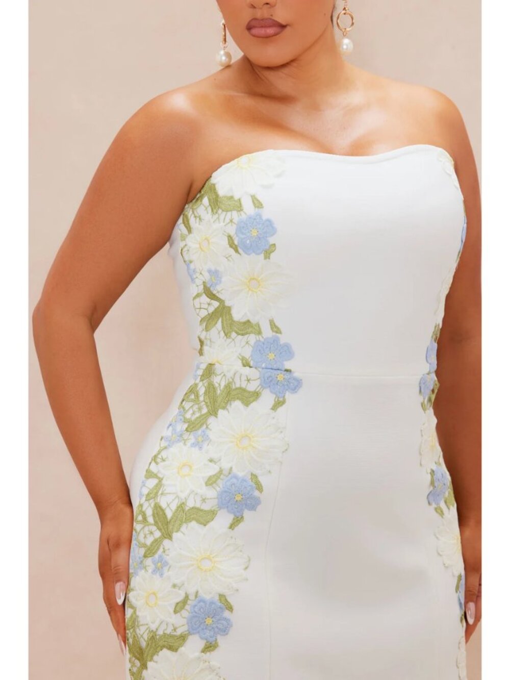 Fashion Nova LUXE - Strapless Bandage Mini Dress - White/Floral - Large - Picture 11 of 11
